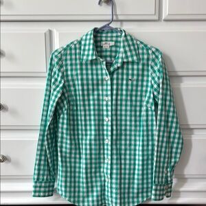 Vineyard Vines Green and White Button Down Shirt
